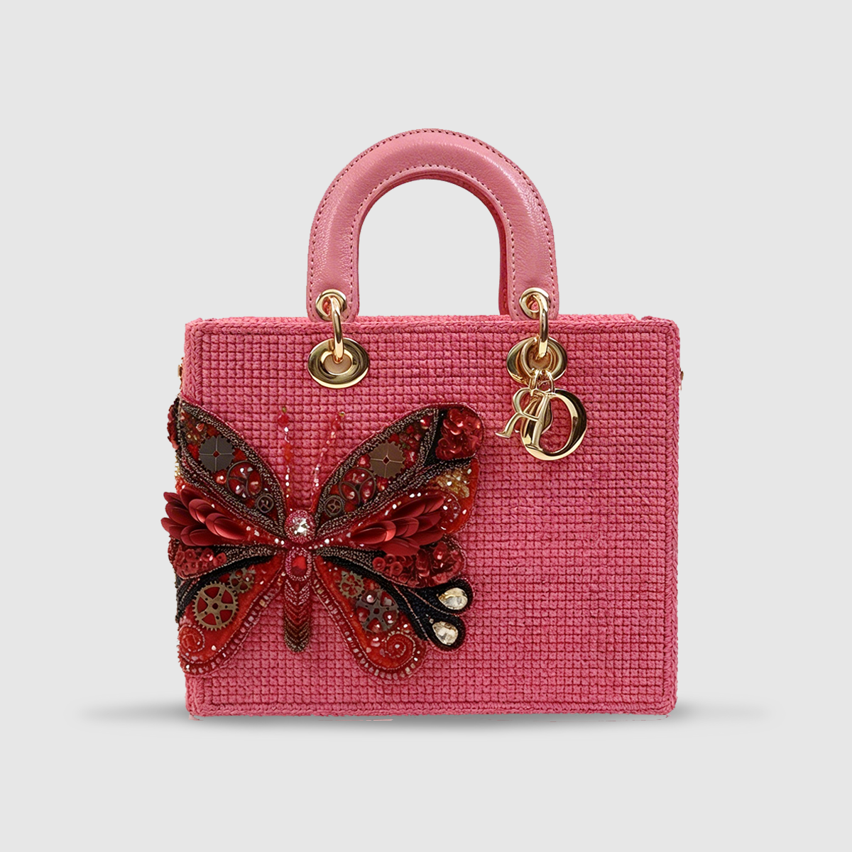 Túi Lady Phối Quai Da Đính Bướm Hồ Điệp